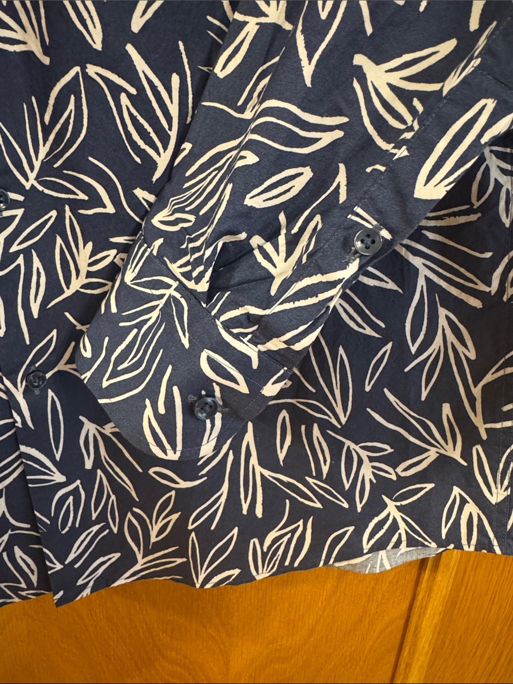 BOSS Slim Fit Stretch Easy Iron H Hank Kent Long Sleeve Shirt Size M Leaf Print - Picture 5 of 10